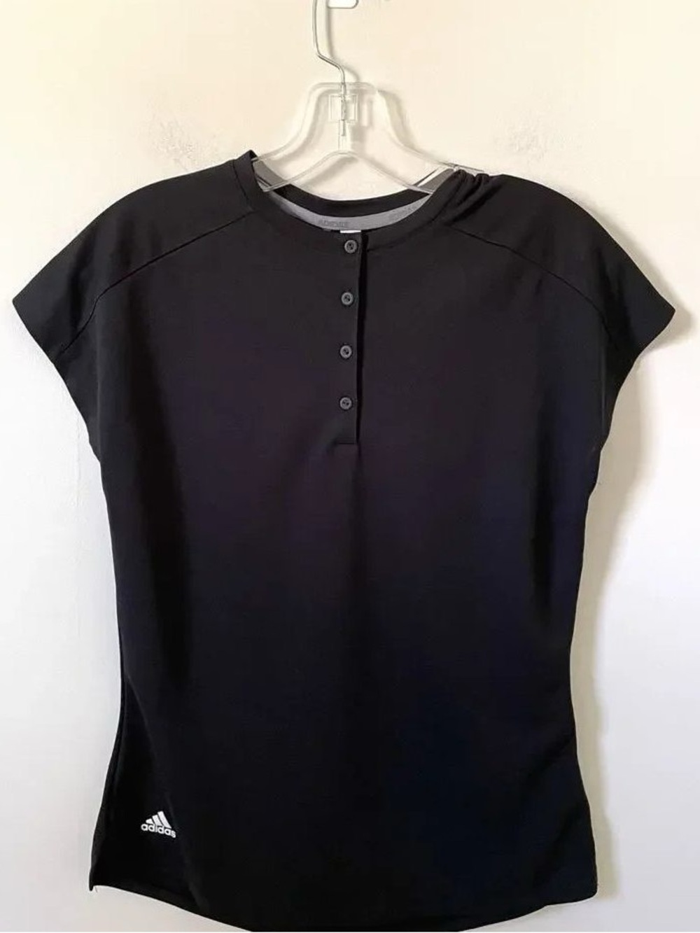 adidas Black Short-Sleeve Henley Training Top for Women